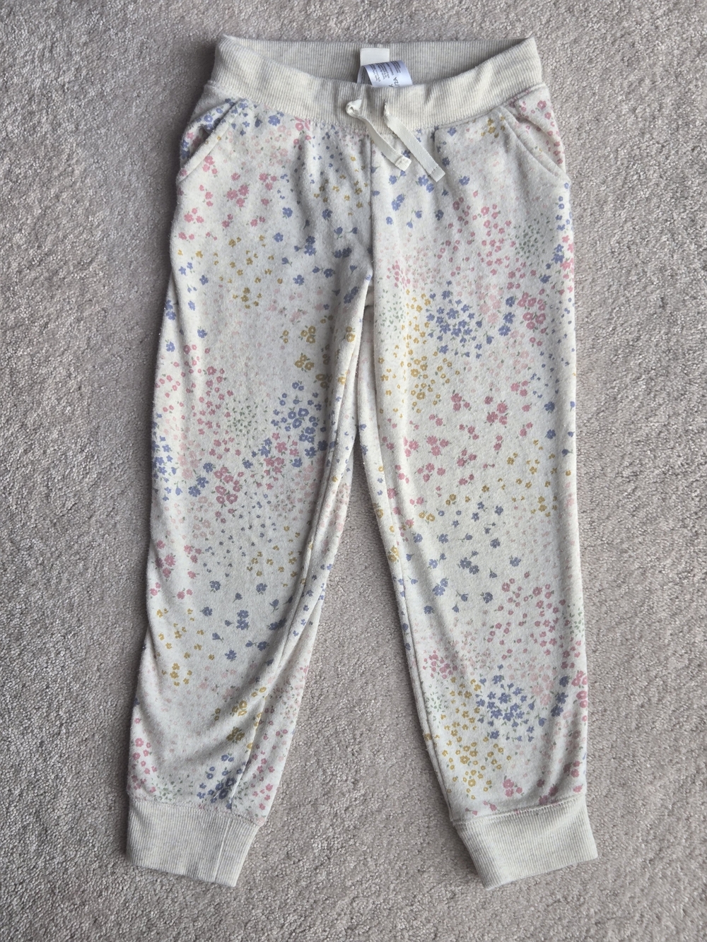 OshKosh B'gosh Cream Jogger Pajama Pants with Pastel Floral Print